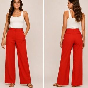 Gap Perfect Khaki Pants Womens 04R Lava Orange Flare Stretch‎ Chino Retro Bright